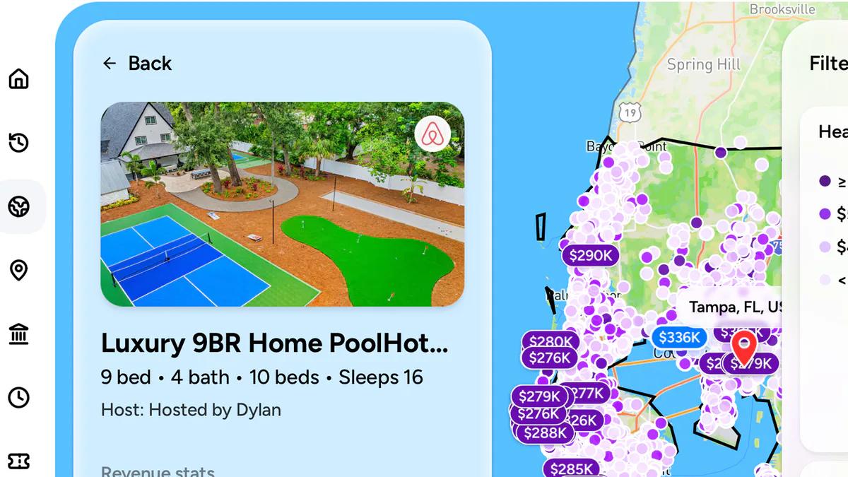 BNBCalc Markets map showing Airbnb and Vrbo listing revenue